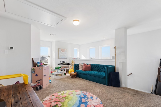 game room featuring carpet flooring