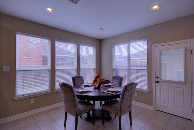 view of tiled dining area