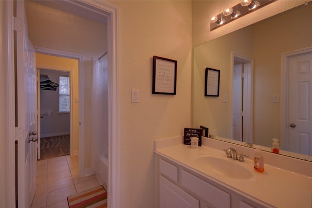 bathroom featuring vanity and tile patterned flooring