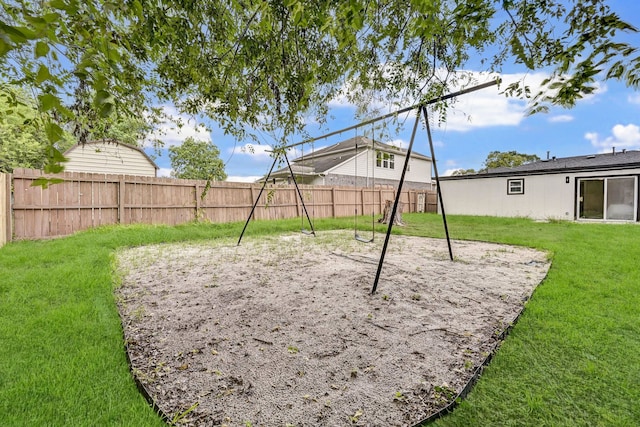 view of playground featuring a yard