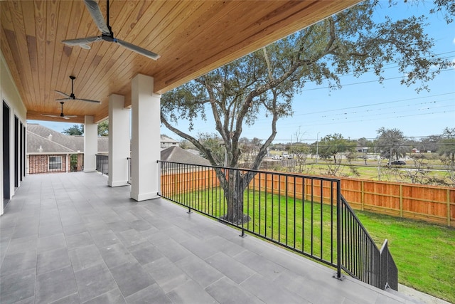 view of patio with ceiling fan