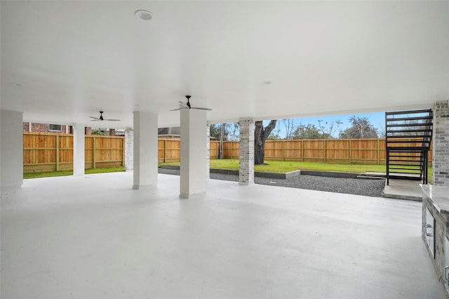 view of patio / terrace featuring ceiling fan