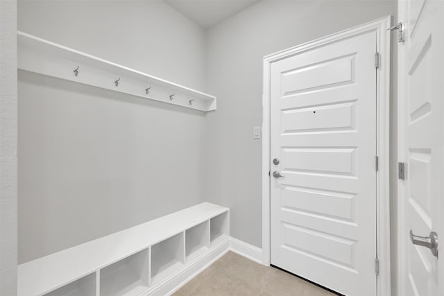 mudroom featuring light tile patterned flooring