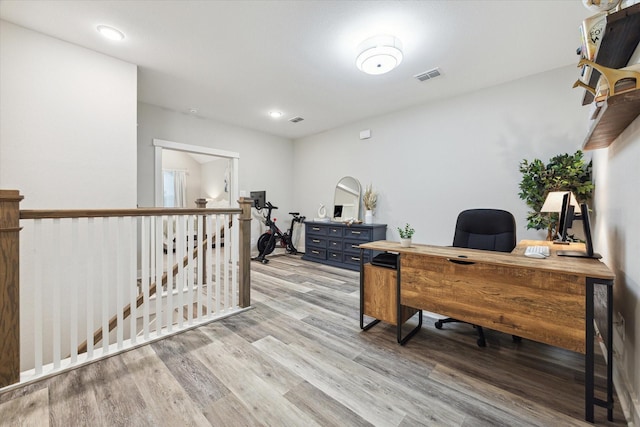 office featuring light hardwood / wood-style flooring