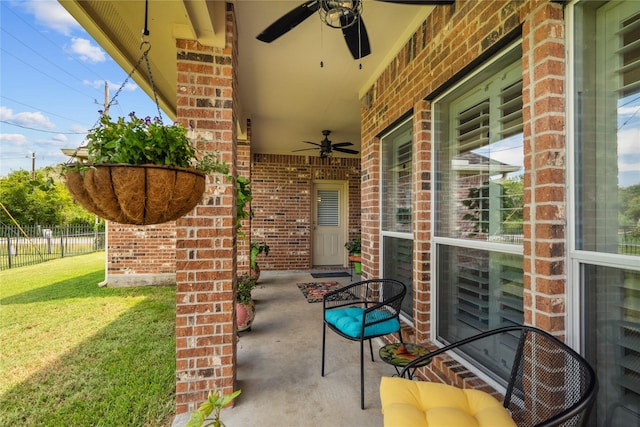 view of patio / terrace with ceiling fan