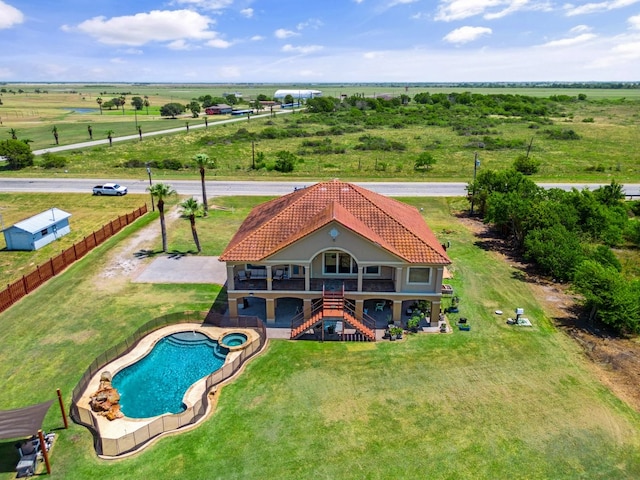 bird's eye view with a rural view