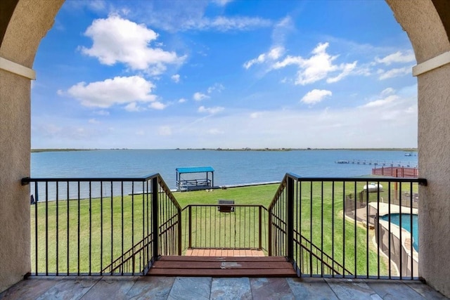 balcony with a water view