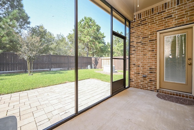 view of unfurnished sunroom