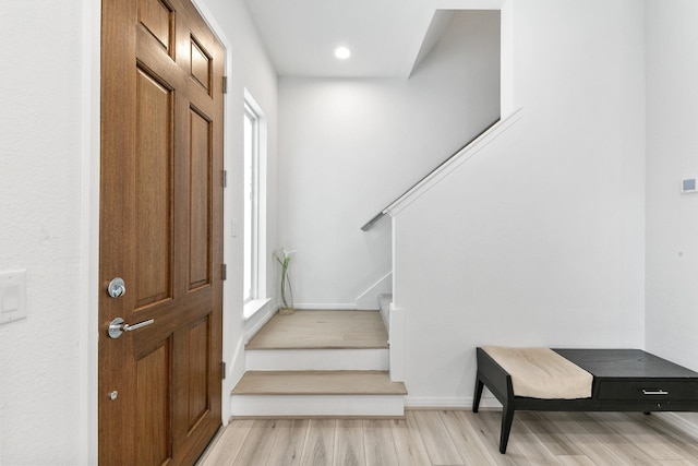 entrance foyer featuring light wood-type flooring