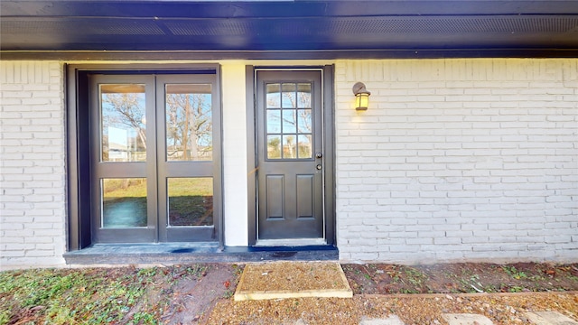 view of exterior entry with french doors