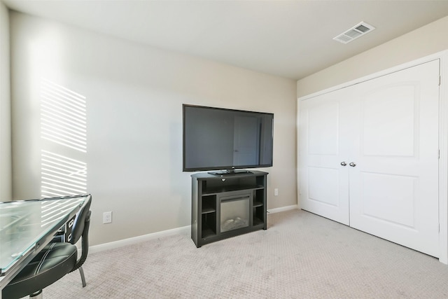 view of carpeted office space