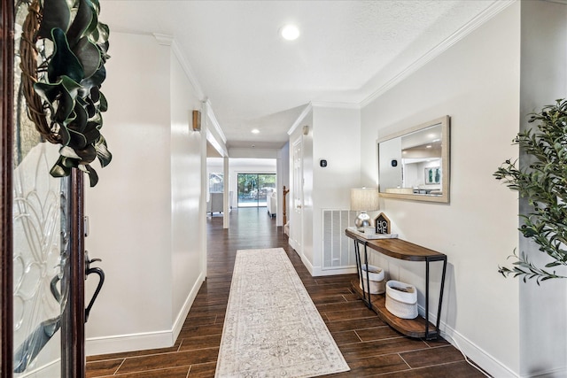 corridor with crown molding