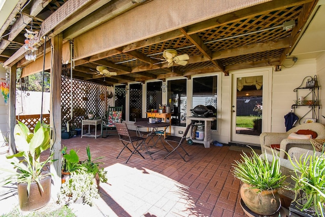 wooden deck featuring a patio