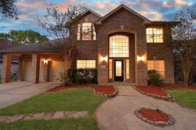 view of front of home with a garage