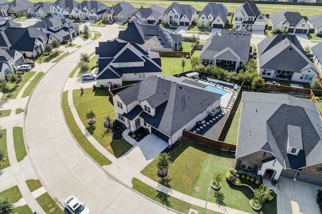 drone / aerial view with a residential view