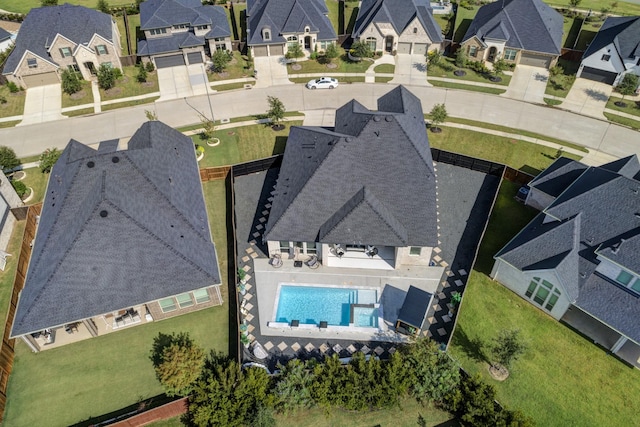 aerial view with a residential view