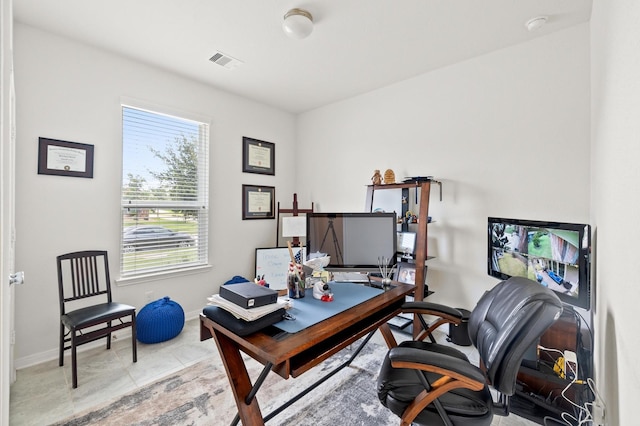 view of tiled office space