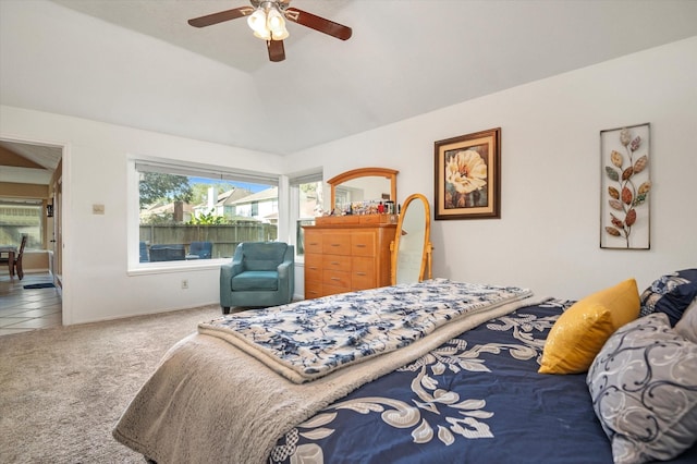 bedroom featuring carpet and ceiling fan