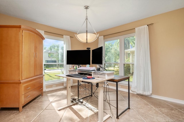 tiled office with a wealth of natural light