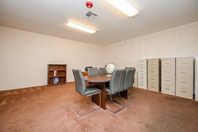 dining space featuring carpet flooring