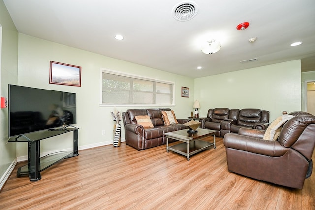 living room with light wood-type flooring