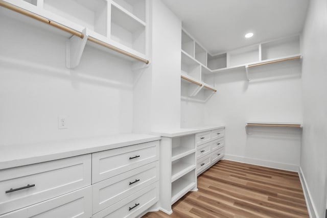 spacious closet with hardwood / wood-style flooring