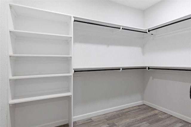 walk in closet with hardwood / wood-style floors