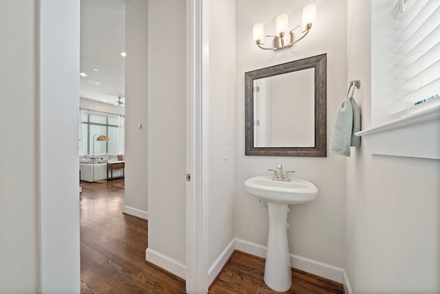 bathroom featuring hardwood / wood-style flooring