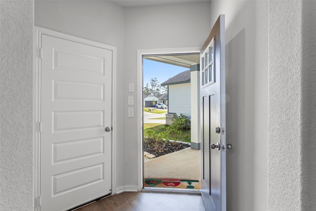 entrance foyer with dark hardwood / wood-style flooring