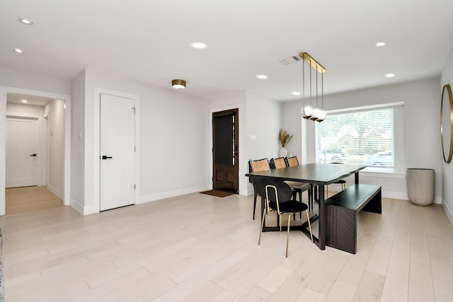 dining area featuring light hardwood / wood-style floors