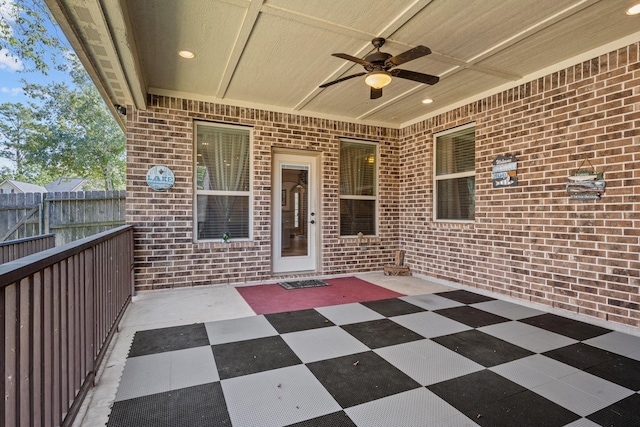 view of patio with ceiling fan