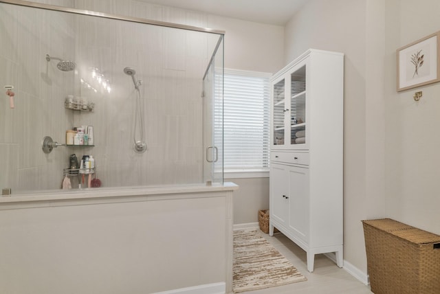 bathroom featuring a shower