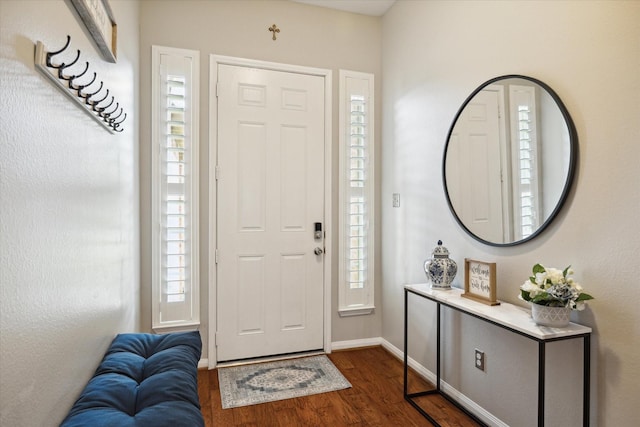 foyer with dark wood-type flooring