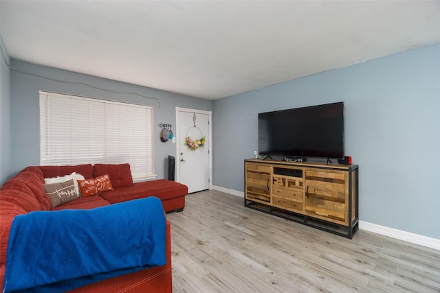 living room with light wood-type flooring