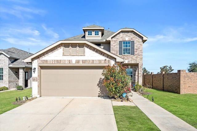 craftsman house with a garage and a front yard