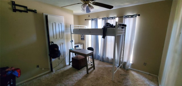 bedroom with carpet flooring and ceiling fan