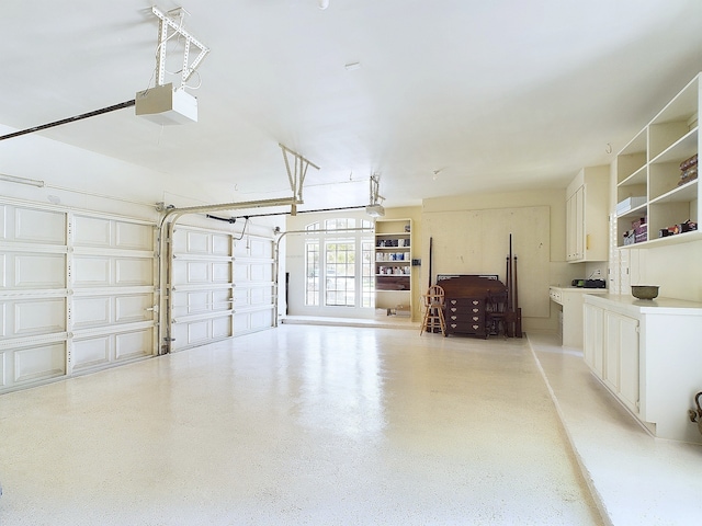 garage with a garage door opener