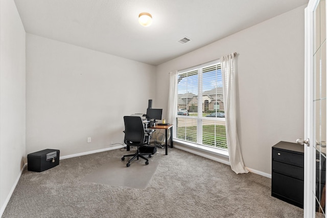 view of carpeted office space