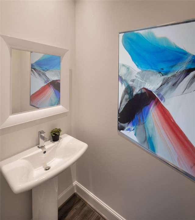 bathroom featuring sink and wood-type flooring