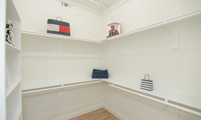 spacious closet with hardwood / wood-style floors