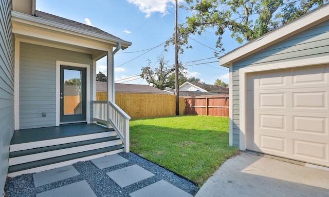 view of yard featuring a garage