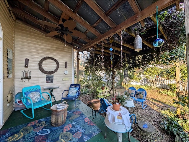 view of patio / terrace featuring ceiling fan