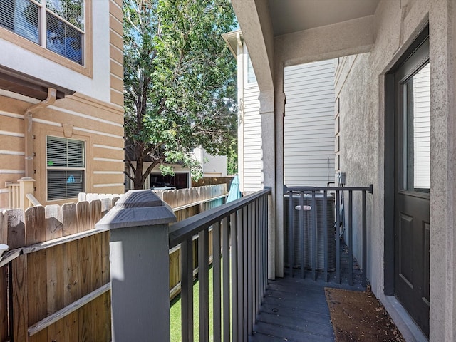 balcony featuring cooling unit