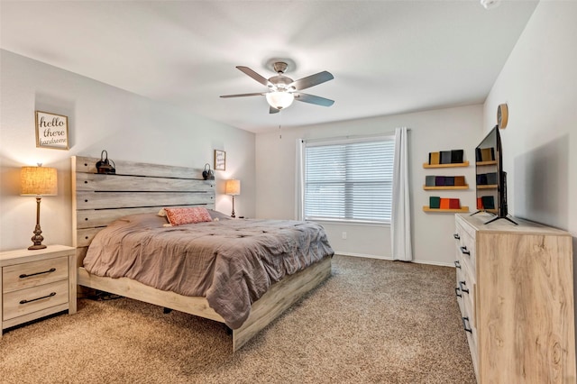 bedroom with carpet and ceiling fan