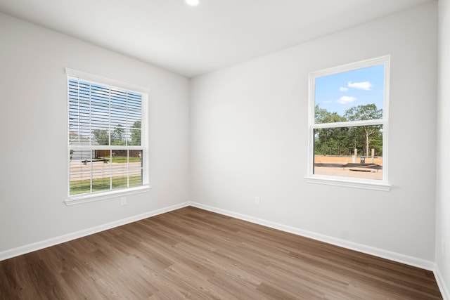 spare room with a wealth of natural light and hardwood / wood-style floors