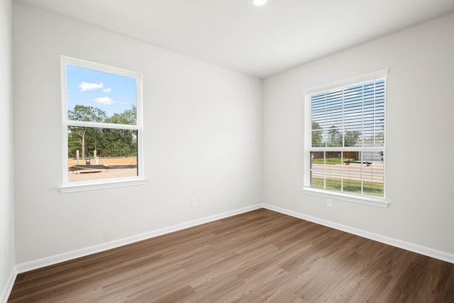 spare room featuring hardwood / wood-style flooring and plenty of natural light