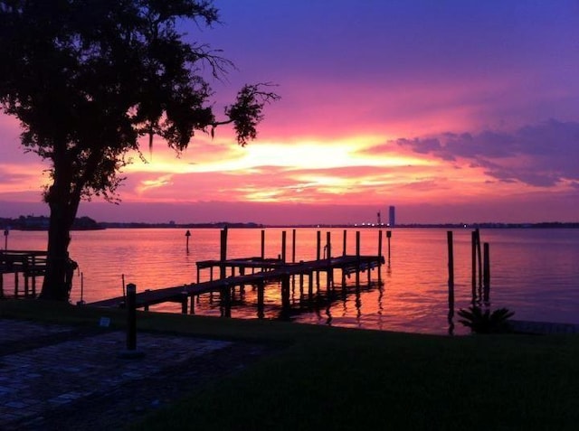 dock area featuring a water view