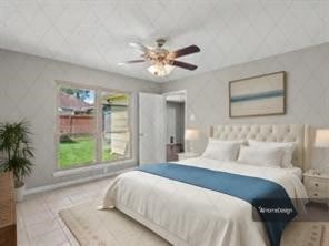 bedroom with ceiling fan