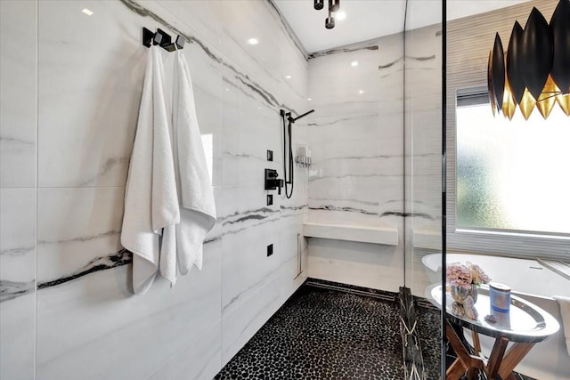 bathroom featuring a shower