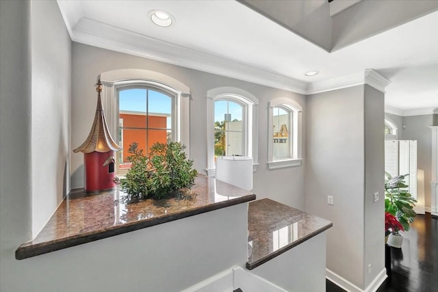 interior space featuring crown molding